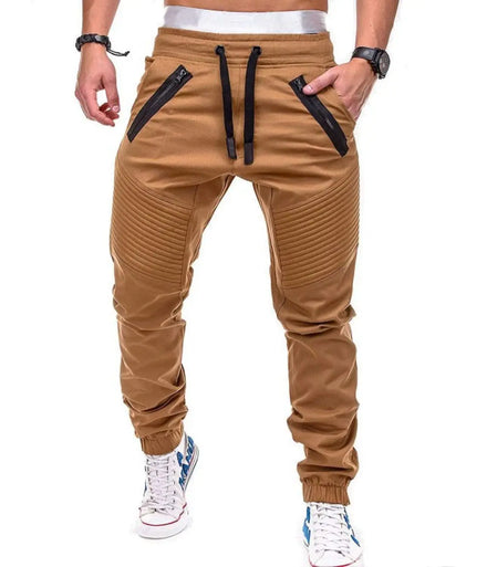 OEM custom logo embroidery printed design men's casual Elastic Sports Bag Pants Double Zipper Open Crotch Pants
