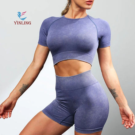 New 2025 Customized Best Quality 2 Piece Yoga Summer Set Waist Pants Set Fitness Yoga Wear for Women