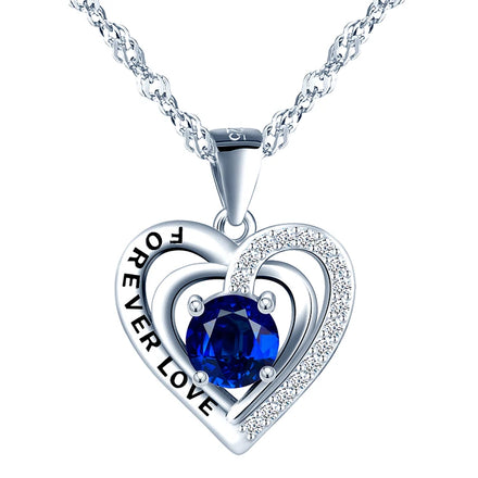 925 Sterling Silver CZ Heart Pendant Necklace Engagement Rhodium Plating for Weddings Parties