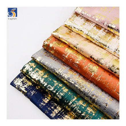 YX788 UK 100% Polyester Gold Stamping Print Velvet Fabric for Sofa 180gsm Anti-Static Bronze Knit Sofa Fabric