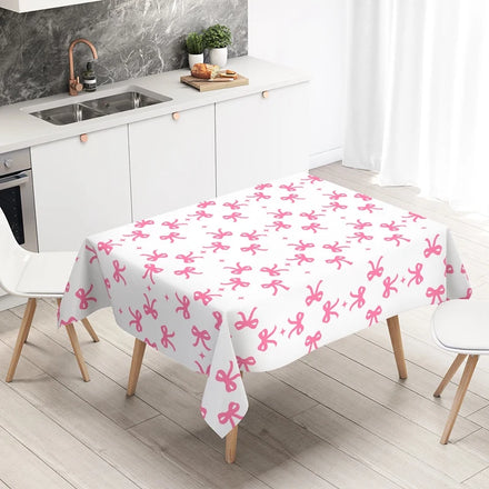 Modern Pink Bow Tablecloth Happy Birthday Plastic Rectangular Table Cloth for Home Party Decor Birthday Party Supplies