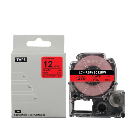 Tatrix SC12RW LC-4RBP 12mm Black on Red Compatible Cartridge for Epson & KING JIM Printer Label Tape for Cars