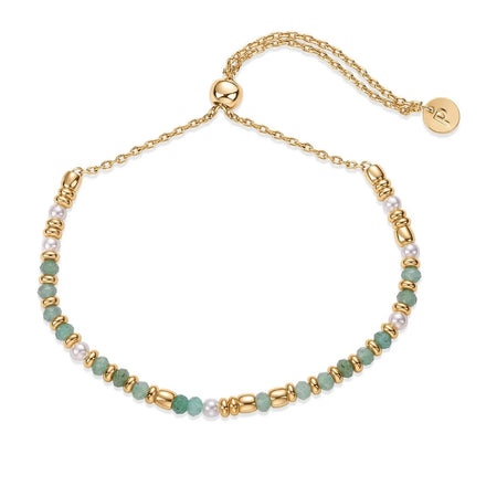 Boho Festival Adjustable Slider Bracelet Pearls Natural Stone Bead Gemstones Bracelets for Women