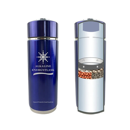 Soudron Stainless Steel Alkaline Water Flask 7 Mineral Balls Filter 300ml USB Manual Powered Household RV/Car Use Solar Friendly