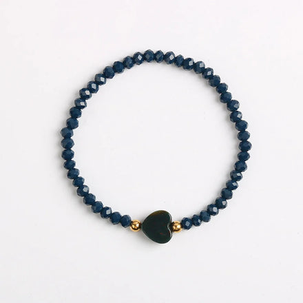 New Innovation Dark Blue 3mm Natural Stone Crystal Bracelet with Loving Touch for Chrisrian Gifts