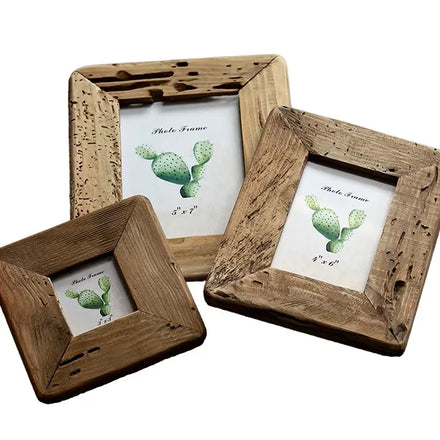 Doremi Vintage Natural Wood Photo Frame with Customizable Logo