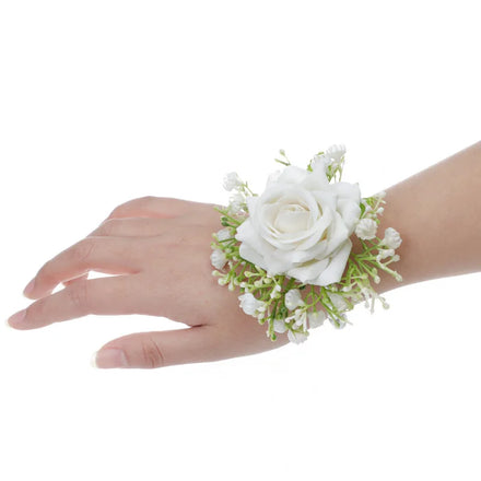Wedding Rose Wrist Flower Chest Flower Bridesmaid Flower Bracelet Party Ball Female Companion Fairy Pearl Bracelet