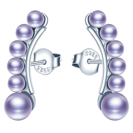 New Product Unique S925 Sterling Silver Ladies' Stud Earrings Single Row Small Pearl Trendy