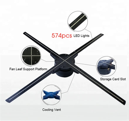 3D Led Floor Stand Video Splicing Holographic Projector 3D Hologram Fan Big Size Advertising Display