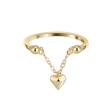 APR40 RINNTIN Valentine's Day Gift Women Link Heart Finger Ring Minimalist Adjustable 925 Sterling Silver Love Cluster Ring