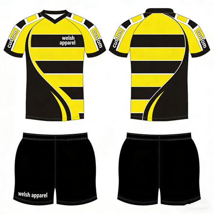 Custom Sublimation Rugby Football Wear for Kids One Set of Team Jersey Shirt and Shorts for Match League for Young Players