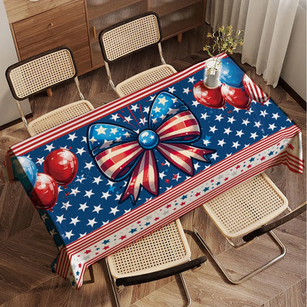 4th July Independence Day Patriotic Tablecloth Decor Printed Stars Butterflies Festival Themed Party Supplies Polyester Reusable