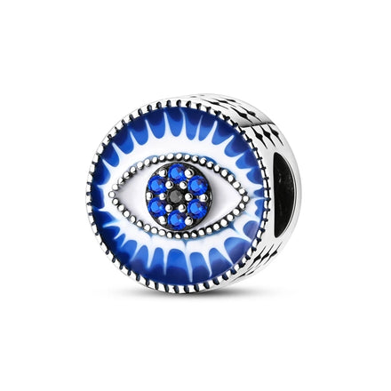 Silver Fashion Classic Jewelry Blue Evil-Eye Charm Pendant Charms with Zircon for Children Weddings Parties