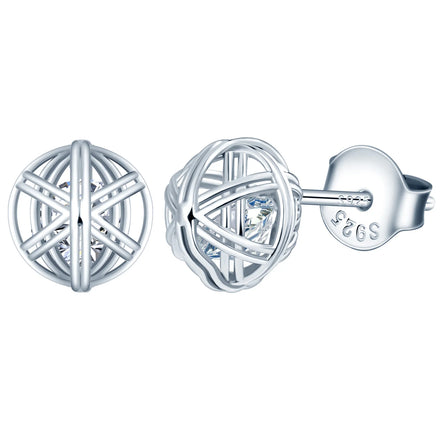 In Stock 925 Sterling Silver Small Stud Earrings Women Wholesale Wool Ball Round Cut Zircon for Parties Gifts
