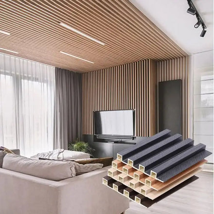 Factory Priced Great Acoustic Fluted WPC Wall Panels Interior Decoration Wood Plastic Composite Cladding Waterproof Interlocking