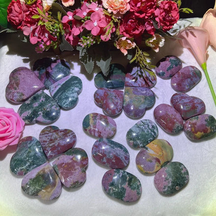Hot Sale Factory Price Ocean Jasper Heart Palm Healing Gemstone Crystal Quartz Craft for Gifts Decoration