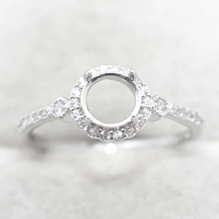 Sterling Silver 6*6mm Semi Mount Ring Empty Frame Blank Support Claw Setting S925 Base Holder Without Center Stone for DIY Inlay