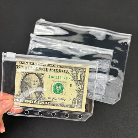 Wholesale No Moq Waterproof A5 A6 A7 Transparent Storage Bag Loose Leaf Plastic 6 Hole Pvc Zipper Sing File Bag PVC Zipper Bag