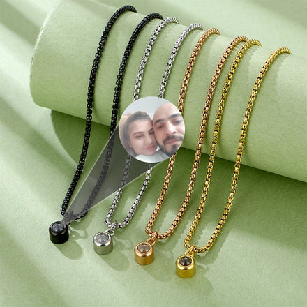 Stainless Steel DIY Jewelry Pendant Necklace Popcorn Chain 18K Gold Plated Party Customized Photo Pendant Projection Necklace