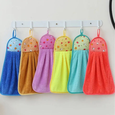 Factory Supply Wholesale Super Absorption Microfiber Luxury Hand Towel Coral Fleece Sports Pattern Hanging Eco-Friendly Kitchen