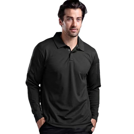 OEM custom logo embroidery printed design Cross-border running men's outdoor quick-drying workwear long sleeves polo t shirt