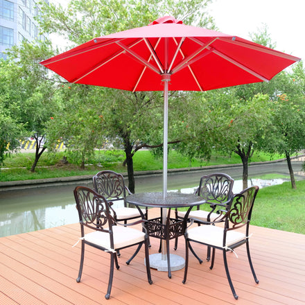 Logo Luxury White Beige Outdoor Patio Umbrella Center Pole for Restaurant Pool Table Beach Use