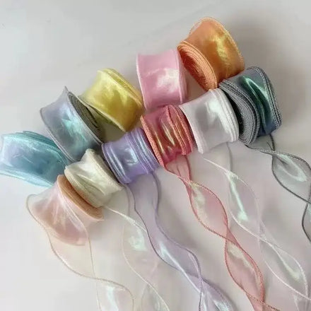 MU 4CM Flash Fishtail Yarn Ribbon Gift Bag 4cm 6cm Roll Gift Wrapping Packaging Ribbon Bowknot DIY Rolls