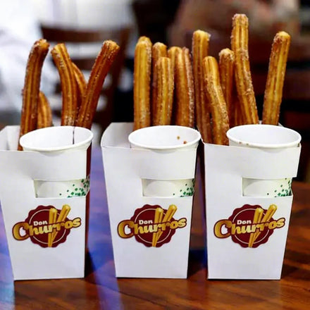 Eco Friendly Churros Fritters Sauce Dip Tray Box Cake French Fries Donuts Sushi Brownie Cookies Paper Take Away Packing Box