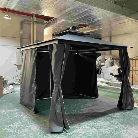 Modern Style Aluminumd-Framed Iron-Roofed Gazebo Tent Waterproof Outdoor Patio Furniture for Hotels Hospitals Warehouses