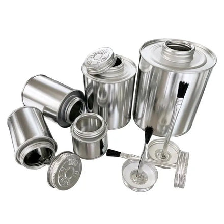 Custom Capacity Empty Metal round Screw Neck Tinplate Can with Dauber Ball Lid and PVC Glue for Applicators