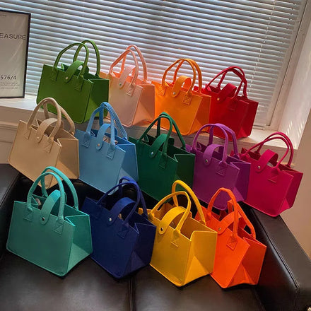 MU Summer Color Non Woven Felt Bag Handbag Grocery Non Woven Reusable Felt Tote Non Woven Bag