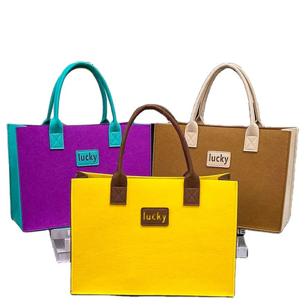 MU Duotone Felt Bag Grocery Lucky Handbag Premium Offical Mommy Using Reusable Shopping Gift Felt Tote Bag