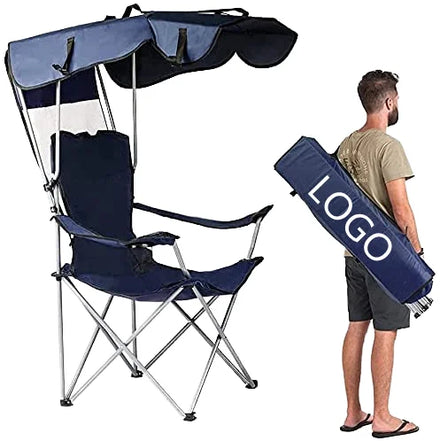 Beach Chair with the Side Pocket and Canopy pop up Folding Outdoor Chair
