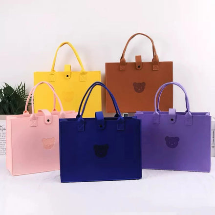 MU Cheap Price Felt Bag Small Bear Gift Bag Handbag Grocery Cute Animal Reusable Shopping Felt Tote Bag