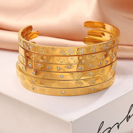 Zijin Trendy 18k PVD Gold Plated Stainless Steel Bracelet Jewelry Conch Opening Bangles Jewelry Women