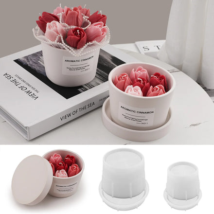 Gypsum Cement Round Candle Cup Silicone Mold Suitable for DIY Gift Box Candle Container Mold Home Decoration