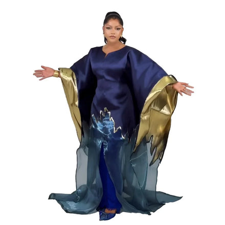 Hot Selling Two-Piece Boubou Women's Dress Luxurious African Fabric with Embroidery Decoration