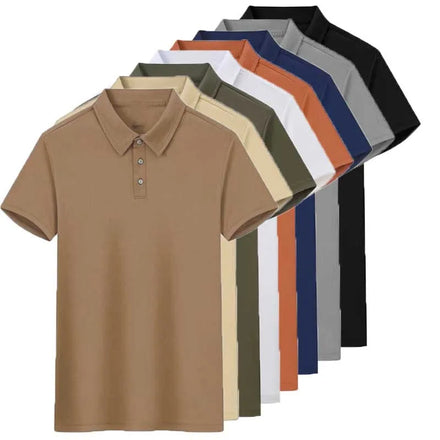 OEM Custom Embroidery Printed Logo Summer Men's Solid Color Short-sleeved Ice Silk Mesh Polo Shirt Lapel Casual Button Top