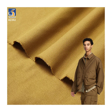 A2392 Wholesale Customized 200gsm TR Texture Khaki Double Twill 100% Cotton Fabric Double Twill Cotton Chino Fabric