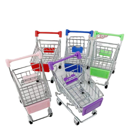 MU Hot Selling Slatted Crate Trolley Simulation Mini Shopping Cart Supermarket Toy Car Play Home Metal Model Decoration