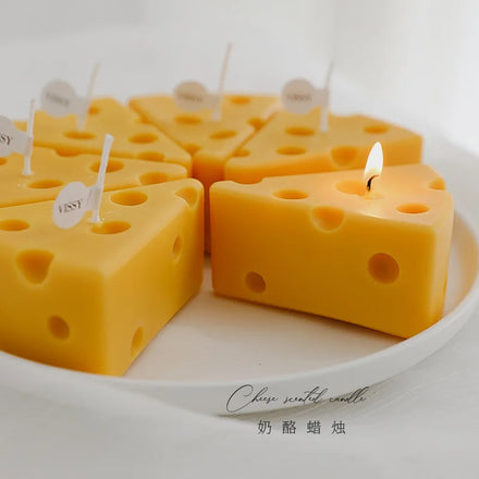 Handmade Swiss Cheese Shape Scented Candle Home Decor Food Candles for Thanksgiving Gift