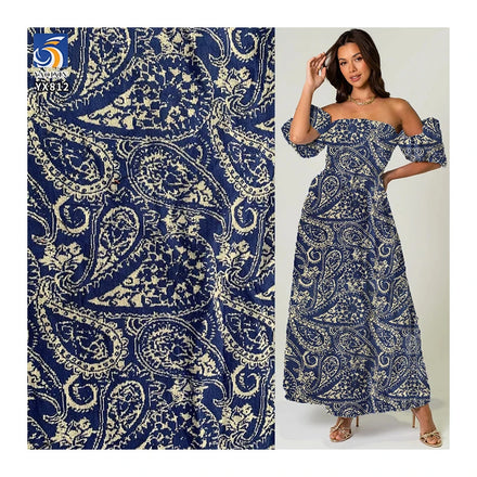 YX813 Ethnic Style Design Cashew Flower Woven Polyester Cotton Jacquard Chiffon Fabric for Clothing Home Fabric Tablecloth