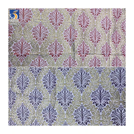 YX815 Custom Traditional Design Yarn-Dyed Gold Thread Leaves Jacquard African Nigerian Brocade Damask Fabric for Dress