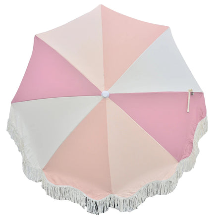 Vintage Style Beach Umbrellas Bulk - 6ft Cotton Parasols with Tassel Trim Durable Frame for Hospitality Businesses