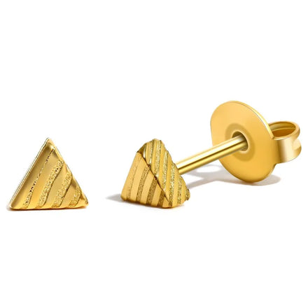 2025 New Gold Plated Damascus Steel Stud Earrings Trendy Fashion Accessory Unisex 316L Stainless Steel Hypoallergenic Pins