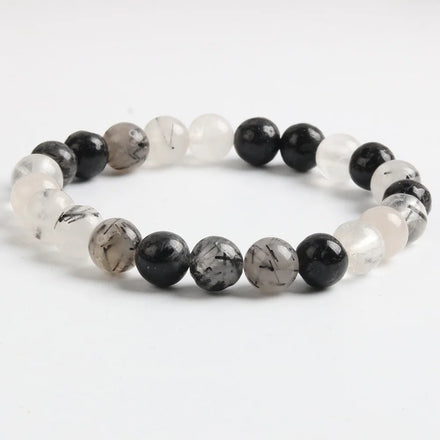 Wholesale SRJPY IGI Certified Black Trendy Jewelry Tourmilated Quartz Fashion Charms Bracelet Gemstone Circling Setting for