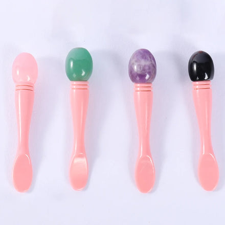 Custom OEM Eye Rose Quartz Jade Roller 2in1 Cream Spoon Jade Stone Spatula for Eye Cream Applicator Massager