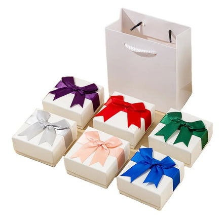 MU 7*7*3.5cm Bow Tie Jewelry Box Paper Box Gift Ring Earring Rigid Jewelry Storage Packaging Paper Box
