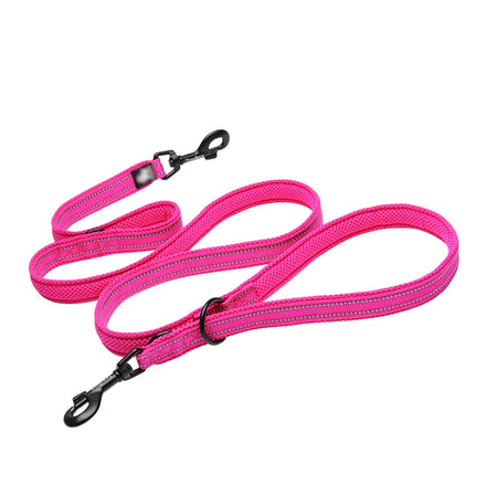 OEM Custom Logo Reflective Pet Manufacturer Wholesale Durable Polyester Nylon Double Dog Leash Retractable Breathable Pet Leash