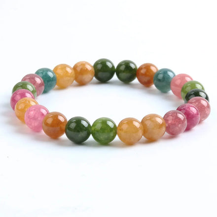 New Natural Gemstone Candy Rainbow Tourmaline Bracelet for Women's Macaron Single Circle Gift